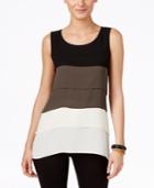 Alfani Petite Tiered Colorblocked Top, Only At Macy's