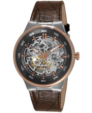 Kenneth Cole New York Men's Automatic Brown Leather Strap Watch 44mm Kc8047