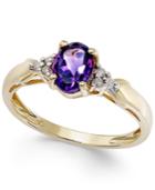 Amethyst (7/10 Ct. T.w.) And Diamond Accent Ring In 10k Gold