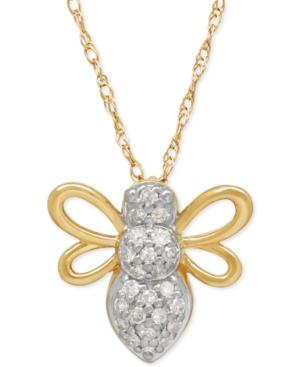 Diamond Bee Pendant Necklace (1/10 Ct. T.w.) In 10k Gold
