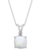 Opal (9/10 Ct. T.w.) & Diamond Accent Pendant Necklace In 14k White Gold
