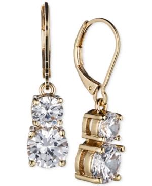 Anne Klein Gold-tone Double Crystal Drop Earrings