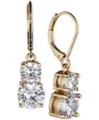 Anne Klein Gold-tone Double Crystal Drop Earrings