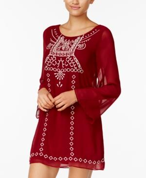 Crystal Doll Juniors' Embroidered Peasant Dress