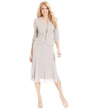 Alex Evenings Sleeveless Jacquard Sparkle Dress And Jacket