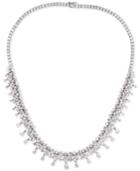 Tiara Cubic Zirconia Dangle Cluster 18 Statement Necklace In Sterling Silver