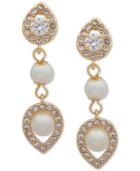 Anne Klein Crystal And Imitation Pearl Drop Earrings