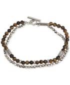 R.t. James Silver-tone Brown Beaded Double Row Bracelet, A Macy's Exclusive Style