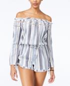 Roxy Juniors' Anthem Striped Off-the-shoulder Romper