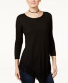 Inc International Concepts Fringe-trim Sweater, Only At Macy's
