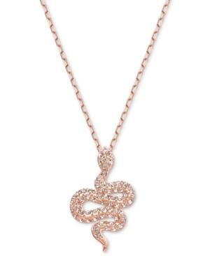 Swarovski Rose Gold-tone Pave Snake Pendant Necklace, 14-4/5 + 3 Extender
