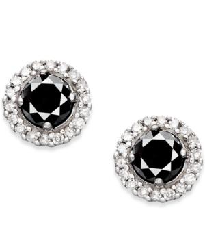 Black And White Diamond Stud Earrings In 14k White Gold (1 Ct. T.w.)