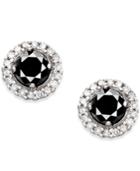 Black And White Diamond Stud Earrings In 14k White Gold (1 Ct. T.w.)