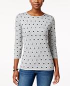 Karen Scott Petite Dot-print Sweater, Created For Macy's