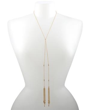 Rachel Rachel Roy Gold-tone Red Stone Chain Tassel Lariat Necklace