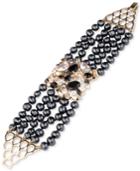 Carolee Gold-tone Crystal, Stone & Freshwater Pearl (5-8mm) Multi-row Flex Bracelet