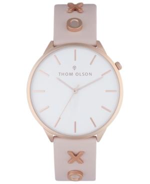 Thom Olson Women's Blush Leather Strap Watch 40mm