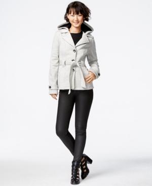 Sebby Hooded Belted Peacoat