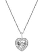 Twinkling Diamond Star Diamond Heart Pendant Necklace In 14k White Gold (1/4 Ct. T.w.)