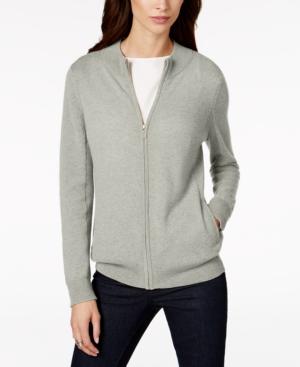 Charter Club Zip-front Cashmere Cardigan, Created For Macy's