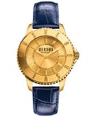 Versus By Versace Unisex Blue Leather Strap Watch 38mm Sh7180015