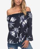 Roxy Juniors' Cotton Print Off-the-shoulder Top