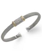 Diamond Mesh Bangle Bracelet In 14k Gold And Sterling Silver (1/8 Ct. T.w.)