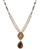 Lonna & Lilly Tri-tone Pave & Multi-stone Pendant Necklace