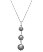 Gray Cultured Freshwater Pearl (6-9mm) Graduated Pendant Necklace In Sterling Silver