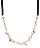 Kate Spade New York Gold-tone Crystal & Imitation Pearl 51 Velvet Charm Necklace