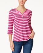 Charter Club Striped Utility Henley Top, Only At Macy's