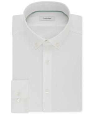 Calvin Klein Men's Steel Slim-fit Non-iron Performance Stretch Button Down White Dress Shirt