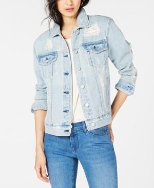 Kendall + Kylie Oversized Ripped Denim Trucker Jacket