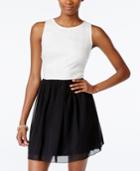 Speechless Juniors' Lace-top Contrast Fit & Flare Dress