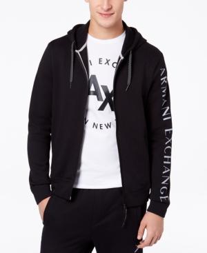 Armani Exchange Men's Logo-print Full-zip Hoodie
