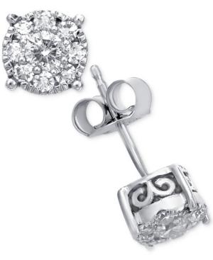 Diamond Halo Stud Earrings (1/2 Ct. T.w.) In 14k White Gold