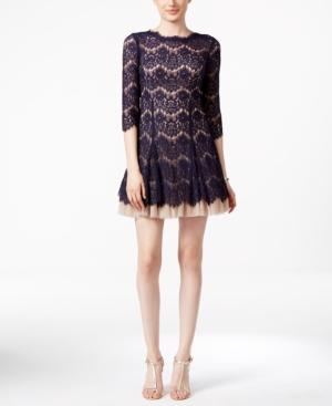 Betsy & Adam Open-back Lace Cocktail Dress