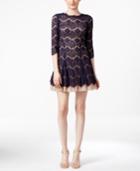 Betsy & Adam Open-back Lace Cocktail Dress