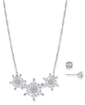 Charter Club Silver-tone Crystal Snowflake Collar Necklace & Stud Earrings, Created For Macy's