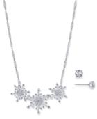 Charter Club Silver-tone Crystal Snowflake Collar Necklace & Stud Earrings, Created For Macy's