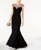 Xscape Embroidered Illusion Gown