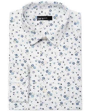 Bar Iii Men's Slim-fit White Ground Floral Print Dress Shirt, Only At Macy's
