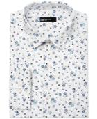 Bar Iii Men's Slim-fit White Ground Floral Print Dress Shirt, Only At Macy's