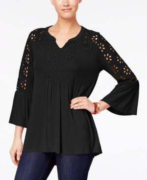 Style & Co Crocheted High-low Top, Created For Macy's