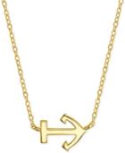 Unwritten Sideways Anchor Pendant Necklace In 14k Gold-plated Sterling Silver