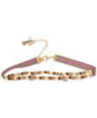 Lonna & Lilly Gold-tone Bead And Crystal Ribbon Choker Necklace