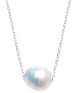 Baroque Cultured White South Sea Pearl (12mm) 18 Pendant Necklace In Sterling Silver