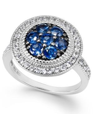 Blue (1-1/10 Ct. T.w.) And White (3/8 Ct. T.w.) Pave Ring In Sterling Silver