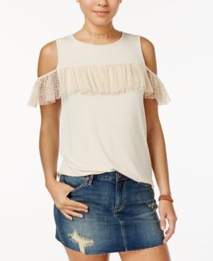 Be Bop Juniors' Ruffle-trim Cold-shoulder Top
