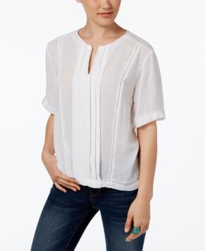 Calvin Klein Jeans Pleated Lattice-trim Top